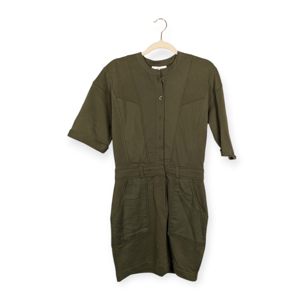 NWT Reiss Army Green Emlyn Panel Detail Sweatershirt Dress